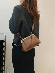 时尚复古棕色单肩包斜挎包搭配波西米亚风格包带纯色手提包女士晚装包手拿包非常适合搭配工作、旅行、约会购物母亲节礼物女孩的礼物，复古风格女士包 - 棕色 - 查看 6