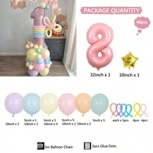 Conjunto de decoración con 49 globos de números 3D de color rosa y fiesta, apto para festivales, cumpleaños, reuniones, bodas y otras ocasiones - Multicolor - Ver 10