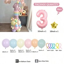 Conjunto de decoración con 49 globos de números 3D de color rosa y fiesta, apto para festivales, cumpleaños, reuniones, bodas y otras ocasiones - Multicolor - Ver 5