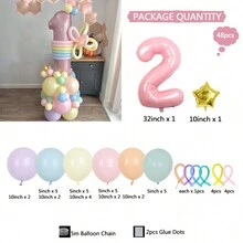 Conjunto de decoración con 49 globos de números 3D de color rosa y fiesta, apto para festivales, cumpleaños, reuniones, bodas y otras ocasiones - Multicolor - Ver 4