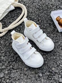 Giày vải OPOEE, giày thể thao cổ trung cho trẻ em, mùa xuân/thu, phong cách Hàn Quốc, unisex, giày cổ thấp thời trang, giày thể thao buộc dây thường ngày, giày thể thao cổ cao cổ điển, giày thể thao trượt ván thường ngày dễ phối đồ cho trẻ em. - trắng - Xem 4