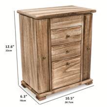 1pc Jewelry Box For Women, Rustic Wooden Jewelry Boxes & Organizers With Mirror, 4 Layer Jewelry Organizer Box Display For Rings Earrings Necklaces Bracelets - Multicolor - View 2