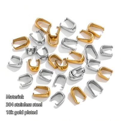50pcs 304 Stainless Steel Pendant Clip Pin Clip Connector Daily Jewelry Making DIY Jewelry Accessories Necklace Pendant Clasp