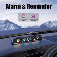 Velocímetro Reloj Accesorios para automóviles Recordatorio de alarma digital inteligente Medidor G19 HUD Pantalla de cabeza GPS de coche Brújula Medidor KM/H MPH - Negro - Ver 6