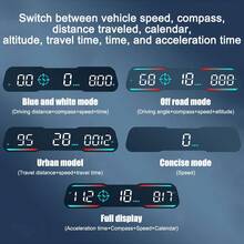 Velocímetro Reloj Accesorios para automóviles Recordatorio de alarma digital inteligente Medidor G19 HUD Pantalla de cabeza GPS de coche Brújula Medidor KM/H MPH - Negro - Ver 5