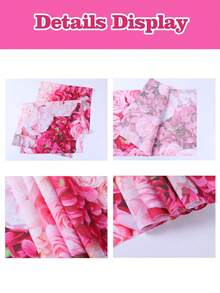 1入組35*180cm粉紅色花飛風格聚酯纖維桌布，創意家居客廳餐桌裝飾，桌面保護套 - 粉色 - 查看 5