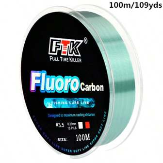 FTK 1 pièce FTK 100m fil de pêche en nylon monofilament revêtu de fluorocarbone rose - forte, sensible et résistant à l abrasion