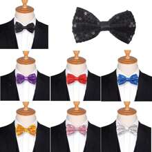 1x Shiny Sequin Bowknot, Glitter Sparkly Bowtie, Sparkling Adjustable Pre-Tied Bowknots, Glittering Clown Dicky Dance Bowknot For Fancy Dress Costume Party Carnival - Multicolor - View 4