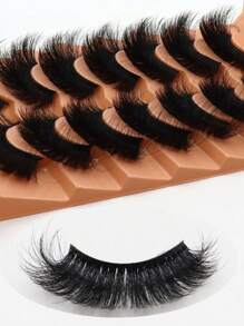 7 pares de Cílios Postiços 3D de Falso Vison Naturais, Grossos, Dramáticos, Volumosos e Alongados, Tiras de Cílios, Cílios, Cílios Postiços