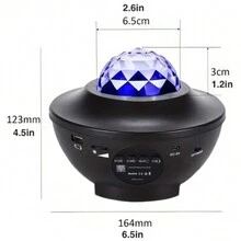 1pc LED Wireless Music Starry Sky Light, RGBW Galaxy Projector, Smart Night Light, Smart Speaker, APP & Remote Control Water Ripple Night Light, Timer, Home Planetarium, Ceiling Room Sky Projector - Black - View 12
