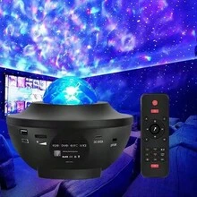 1pc LED Wireless Music Starry Sky Light, RGBW Galaxy Projector, Smart Night Light, Smart Speaker, APP & Remote Control Water Ripple Night Light, Timer, Home Planetarium, Ceiling Room Sky Projector - Black - View 9