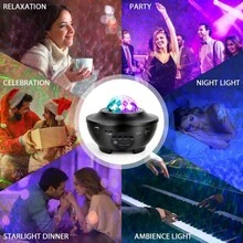 1pc LED Wireless Music Starry Sky Light, RGBW Galaxy Projector, Smart Night Light, Smart Speaker, APP & Remote Control Water Ripple Night Light, Timer, Home Planetarium, Ceiling Room Sky Projector - Black - View 4