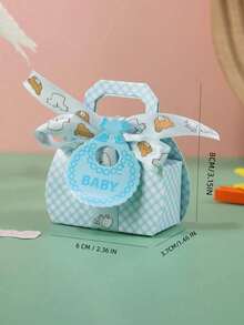 Caja de papel de mano para llevar dulces, galletas o regalos para fiestas, paquete de 5 piezas - Celeste - Ver 2
