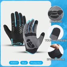 Kyncilor 1 Đôi Găng tay thể thao đạp xe thời trang màu đen, xanh dương và đỏ dành cho nam và nữ, chất liệu nylon thời trang và mát mẻ, bảo vệ và chống trượt, lưới thoáng khí, công nghệ in vảy, mở khớp, tay cầm linh hoạt, màn hình cảm ứng ngón tay, có thể điều chỉnh, đệm dày SBR hấp thụ sốc và chống mài mòn dành cho leo núi, đạp xe, tập thể dục, găng tay thể thao ngoài trời - Nhiều màu - Xem 4