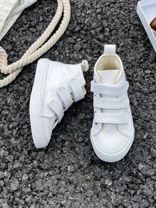 Giày vải OPOEE, giày thể thao cổ trung cho trẻ em, mùa xuân/thu, phong cách Hàn Quốc, unisex, giày cổ thấp thời trang, giày thể thao buộc dây thường ngày, giày thể thao cổ cao cổ điển, giày thể thao trượt ván thường ngày dễ phối đồ cho trẻ em. - trắng - Xem 3