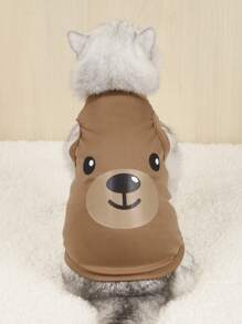 2pcs/Set Little Bear Printed Polyester Flea And Shedding Reduction Insulated Breathable Vest Suitable For Indoor And Outdoor Cats And Dogs
