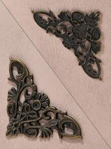 4pcs Vintage Style Wooden Box Corner Protectors With Hollow Out Design - Bronze - View 4