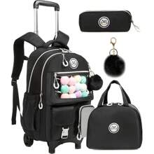 1pc Pendant Charm Option/3pcs Set Women & Teens Wheeled Luggage Backpack Set - Wheeled Suitcase With Detachable Organizer Bag, Multipurpose Handbag, Suitable For Work/Travel, Essential Schoolbag, School Supplies Bag
