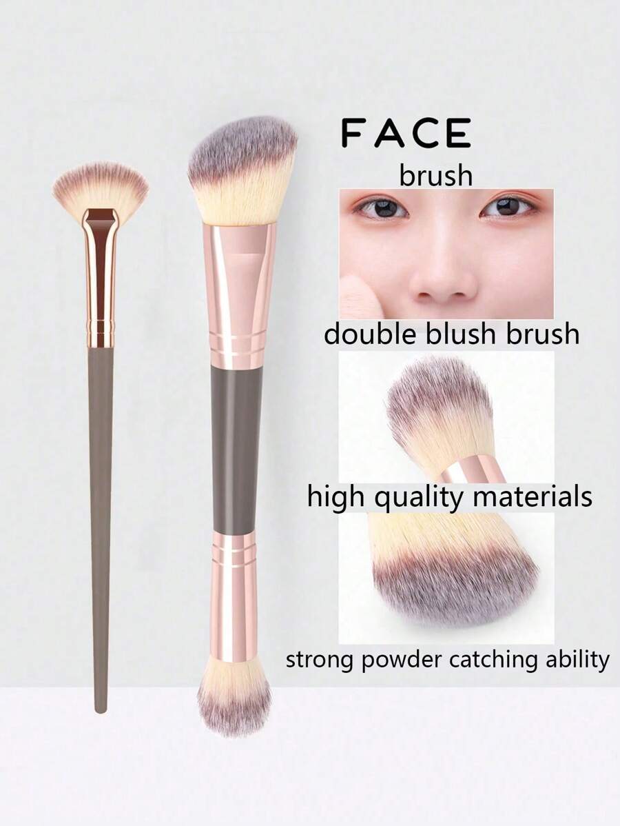 2pcs Makeup Brush Set 1pc DoubleEnded MultiFunctional Foundation