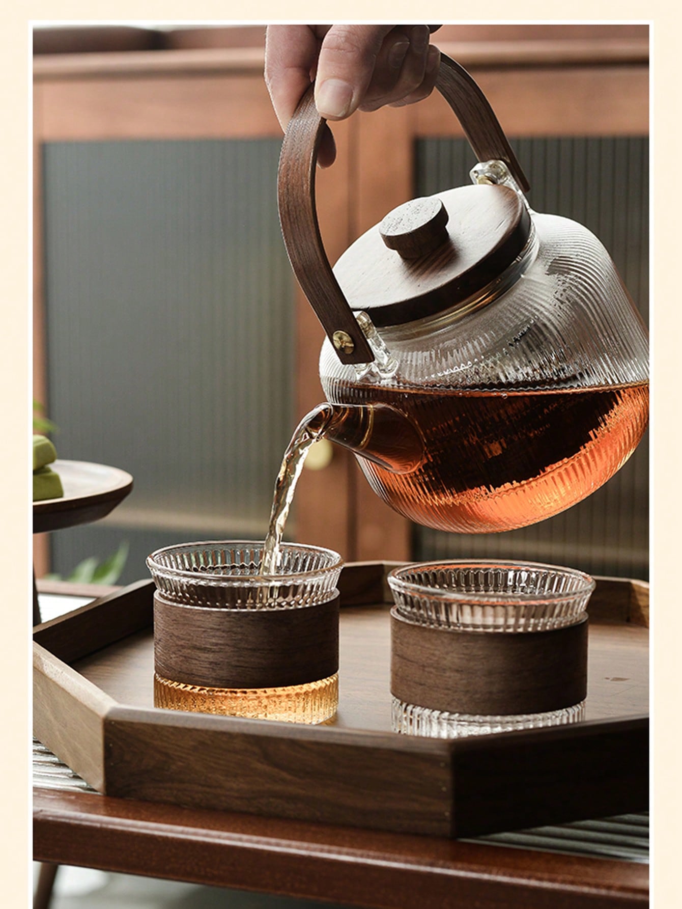 مجموعة إبريق شاي من الزجاج المقاوم للحرارة العالية...