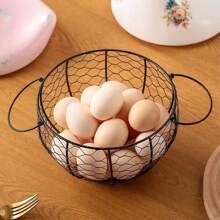 1 pièce Panier en fer tressé pour rangement des œufs, panier de rangement de cuisine en fer