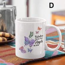 1入組，有趣的蜻蜓圖案咖啡杯，11盎司陶瓷蝴蝶咖啡杯，水杯，適用於夏季和冬季飲品，家庭和辦公室的最佳選擇，送給朋友的禮物 - 彩色 - 查看 9