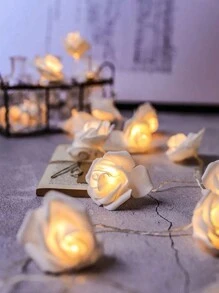 1 件 1.5/3/6 米 LED 玫瑰花串灯，带暖白光，非常适合婚礼、求婚、派对、居家、花园、户外、露营、节日、圣诞节、节日、公主卧室、情人节装饰（不含电池）、圣诞节 - 白色 - 查看 9