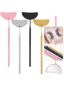 1pc Stainless Steel Eyelash Grafting Crescent Inspection Mirror For Beauty Lash Inspection