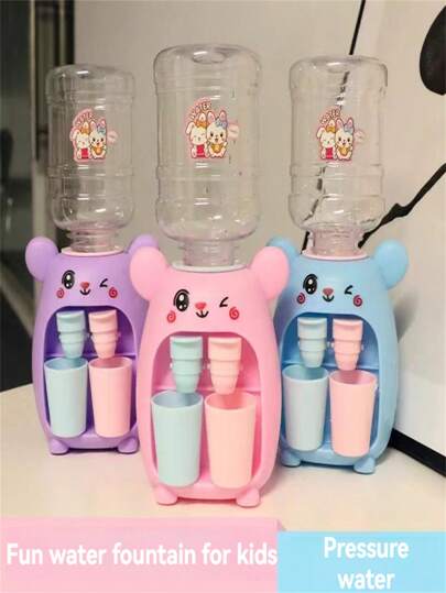 لعبة تعليمية للأطفال للعب التمثيلي، موزع مياه صغير واقعي بشكل كرتوني لأرنب/باندا/سيارة، ذو فوهتين تفاعليتين، لعبة تعليمية مبكرة، هدية جميلة للأولاد والبنات، مجموعة ألوان عشوائية