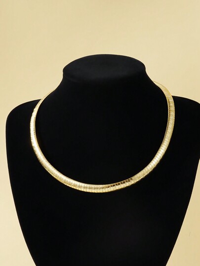 1pc 8mm Gold Omega Necklace, Fashionable European And American Style Necklace For Women, Suitable For Daily Wear