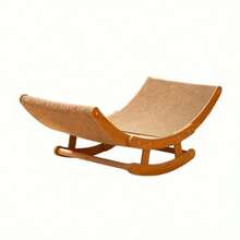 1pc Durable Crude Wood Cat Rocking Chair With Non-Shedding Corrugated Cardboard, Comfortable Lounger For Cats - Bronze - View 4
