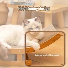 1pc Durable Crude Wood Cat Rocking Chair With Non-Shedding Corrugated Cardboard, Comfortable Lounger For Cats - Bronze - View 6