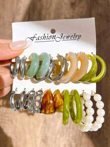 20對/組女用多彩聚酯樹脂耳環套裝，適用於約會、假期和日常穿著，送禮佳選