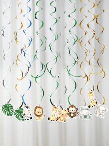 12 piezas Colgantes en forma de espiral con animales de la jungla, decoraciones para fiestas de cumpleaños, baby shower, suministros para fiestas con tema de jungla, decoración de fondo, Navidad