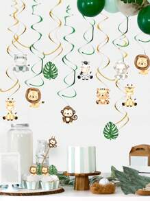 12 piezas Colgantes en forma de espiral con animales de la jungla, decoraciones para fiestas de cumpleaños, baby shower, suministros para fiestas con tema de jungla, decoración de fondo, Navidad