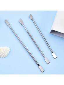 3pcs Stainless Steel Nail Art Tools Set Including Cuticle Remover, Dead Skin Pusher And Double Ended Pusher - Silver - View 2