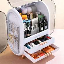 Makeup Storage Organizer With Lid Portable Skincare Storage Holder For Bathroom Countertop Waterproof Cosmetics Skincare Organizer For Vanity