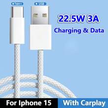 Cable de carga y datos USB Tipo C de 22.5W 3A de carga rápida compatible con iPhone 15, 15 Pro, 15 Pro Max, iPad, S24, S23, S21, accesorios para teléfonos, compatible con carga de automóviles, CarPlay, compatible con iPhone 16, 16 Pro Max, 15, 15 Plus, 15 Pro, 15 Pro Max, compatible con Xiaomi, compatible con OnePlus Tipo C