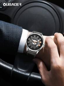 歐寶爾2024新工程師系列自動機械男表，防水男士機械手表，適合運動和休閒穿著 - 黑色 - 查看 4