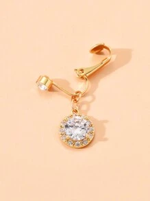 1pc 8mm Round Cubic Zirconia Faux Belly Button Ring With Clip For Women, Daily Wear - round - View 6