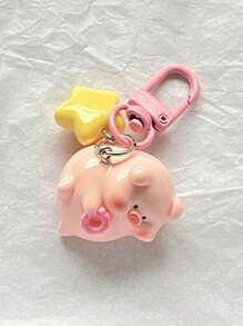 1 Móc Khóa Heo 3D Siêu Dễ Thương Unisex Với Phụ Kiện Ngôi Sao Màu Vàng, Mặt Dây Chuyền Chìa Hoạt Hình Dành Cho Học Sinh & Quà Tặng Bạn Thân Nhất - Hồng - Xem 14