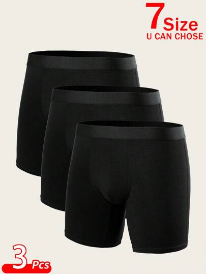 3 pares de calzoncillos bóxer largos para hombres, cómodos, con cinturilla, transpirables