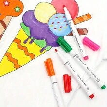 Set de 8 colores de plumas de pintura para tela de ropa y manualidades DIY, plumas de pintura de pigmento de grafiti para camiseta, útiles escolares y de oficina - Multicolor - Ver 5