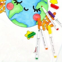 Set de 8 colores de plumas de pintura para tela de ropa y manualidades DIY, plumas de pintura de pigmento de grafiti para camiseta, útiles escolares y de oficina - Multicolor - Ver 8