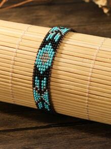 1pc Bohemian Style Vintage Holiday Geometric Pattern Handmade Beaded & Braided Adjustable Bracelet, Ideal For Women's Daily Wear - Handmade Beaded Bracelet - View 2