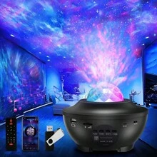 1 Đèn LED phát nhạc không dây Đèn ngủ đầy sao, Đèn ngủ thông minh máy chiếu Galaxy RGBW, Loa thông minh, Đèn ngủ sóng nước điều khiển từ xa và ứng dụng, Hẹn giờ, Cung thiên văn tại nhà, Đèn trần Máy chiếu bầu trời đầy sao trong nhà - màu đen - Xem 7
