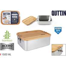 Quttin Fiambrera Con Tapa Bambú Rectangular 1500Ml Diseño Hermético y Seguro y Materiales Resistentes | Fiambrera Fácil de Limpiar y Rutilizable, Ideal para Llevar a Todos Lados, Trabajo, Escuela y Más ⚫ Envío GRATIS ✅ Entrega 24/48h a España (península) - Multicolor - Ver 1