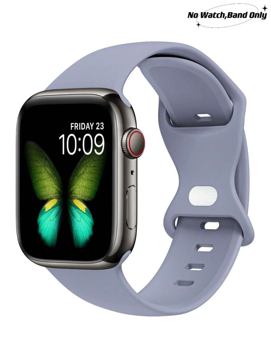 1 件灰色时尚柔软硅胶运动手表表带蝴蝶扣舒适可调节防水腕带，适用于 表带 38/40/41/42/44/45/46/49 毫米，适用于 Series Ultra/SE/11/10/9/8/7/6/5/4/3/2/1，智能手表配件