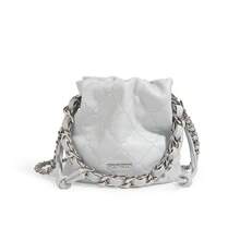 TOUTOU 时髦菱形花纹饼干绗缝水桶包、时尚链条顶部提手手提包、黑色 PU 皮革斜挎包、简约复古磁性单肩包 - 彩色 - 查看 14