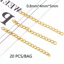 20入組銀5cm延伸鏈條抗褪色尾巴鏈條項鍊手環腳錬製作 - 銀色 - 查看 10